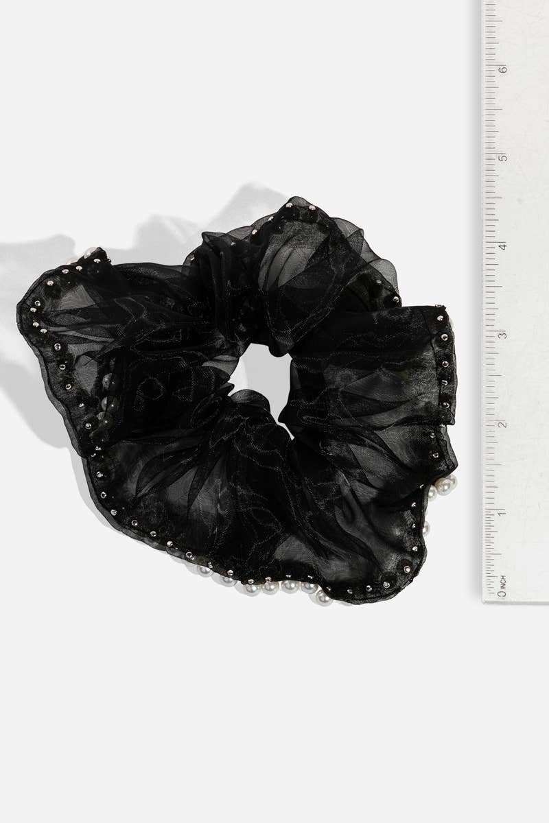 Pearl Trim Three Piece Scrunchie Set