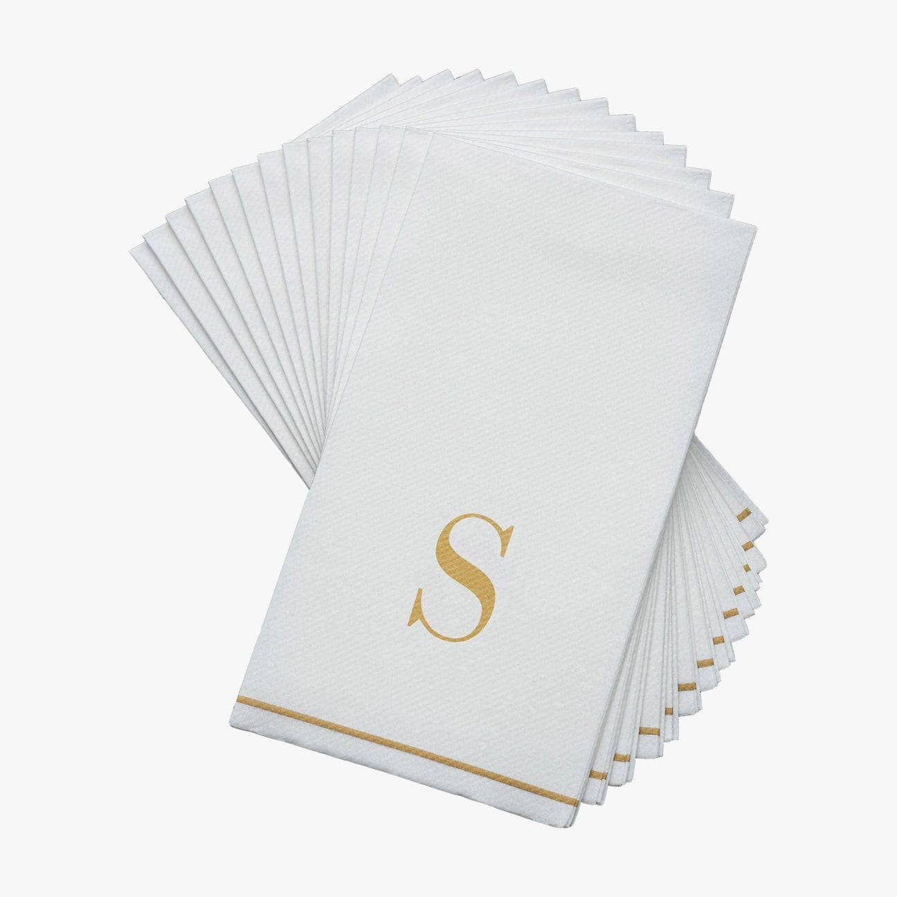 S Gold Monogram Paper Disposable Dinner Napkins | 14 Napkins