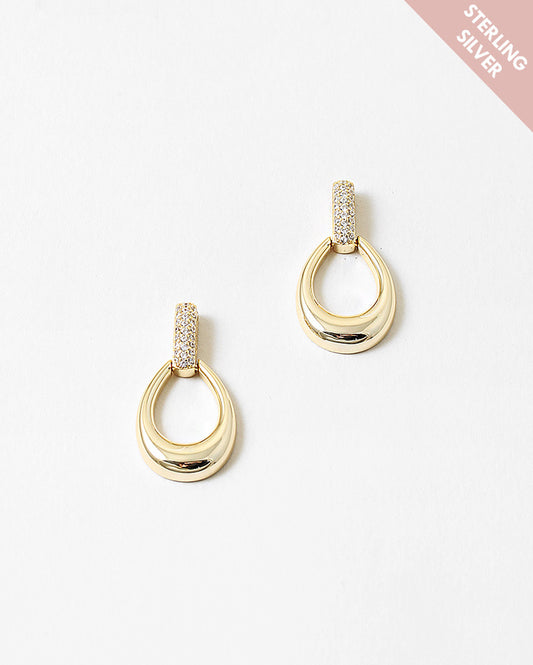 Gold Clear stud hoops