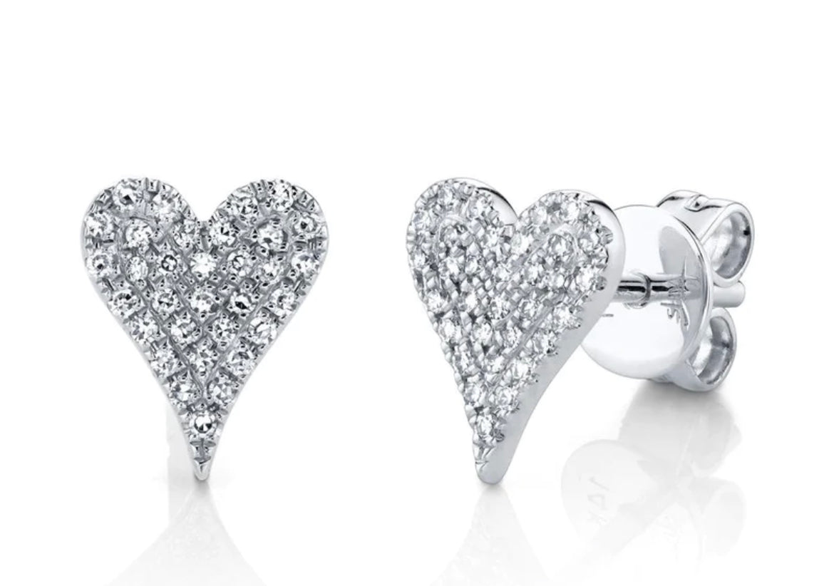 Pave heart studs