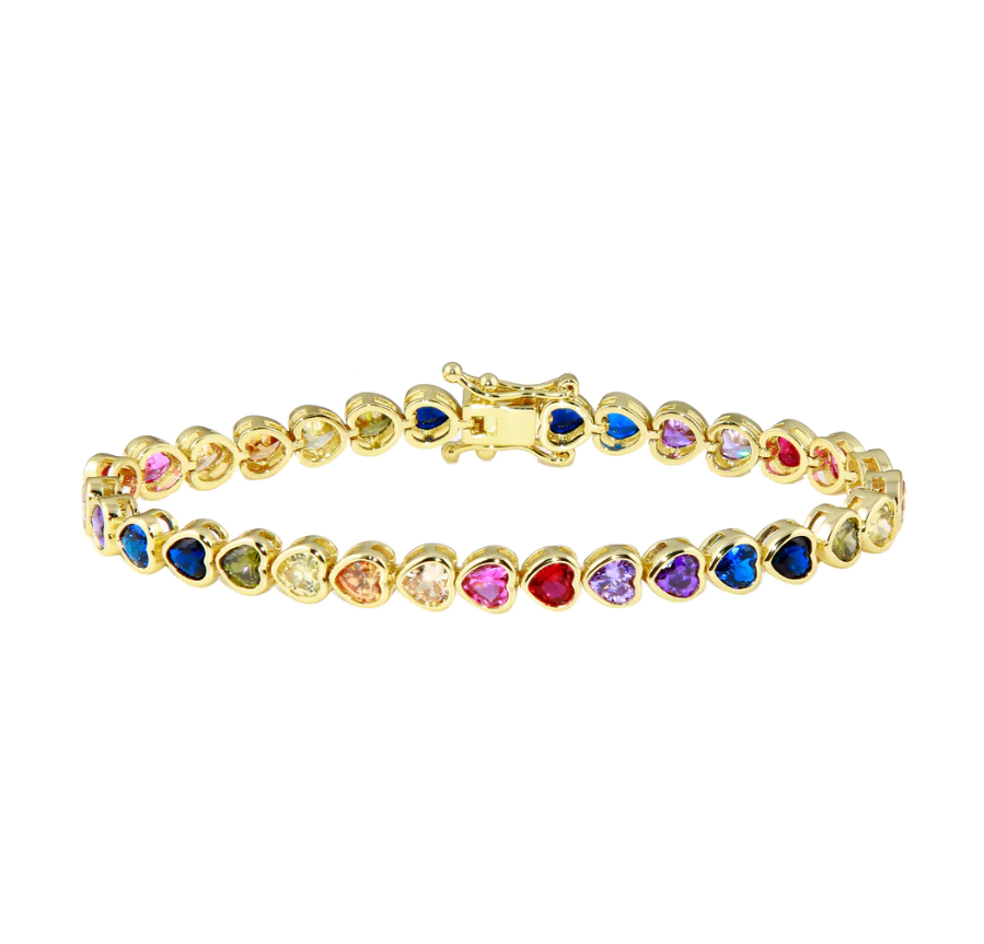 Bezel Heart Tennis Bracelet