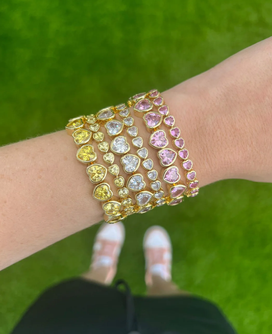 Bezel Heart Tennis Bracelet