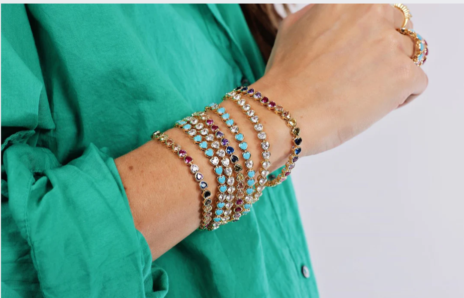 Bezel Heart Tennis Bracelet