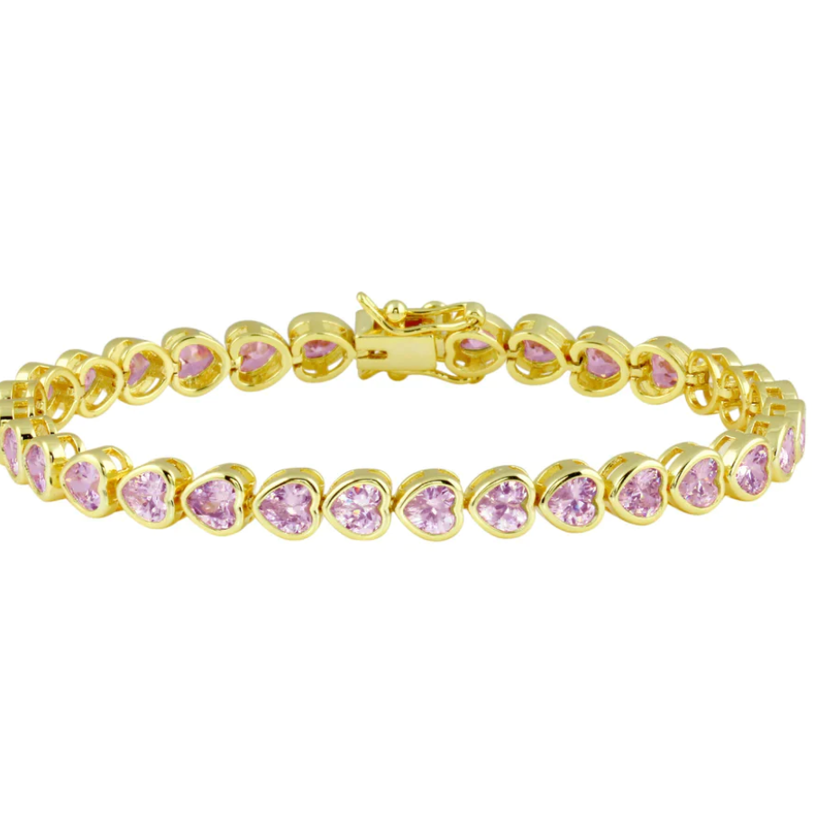 Bezel Heart Tennis Bracelet