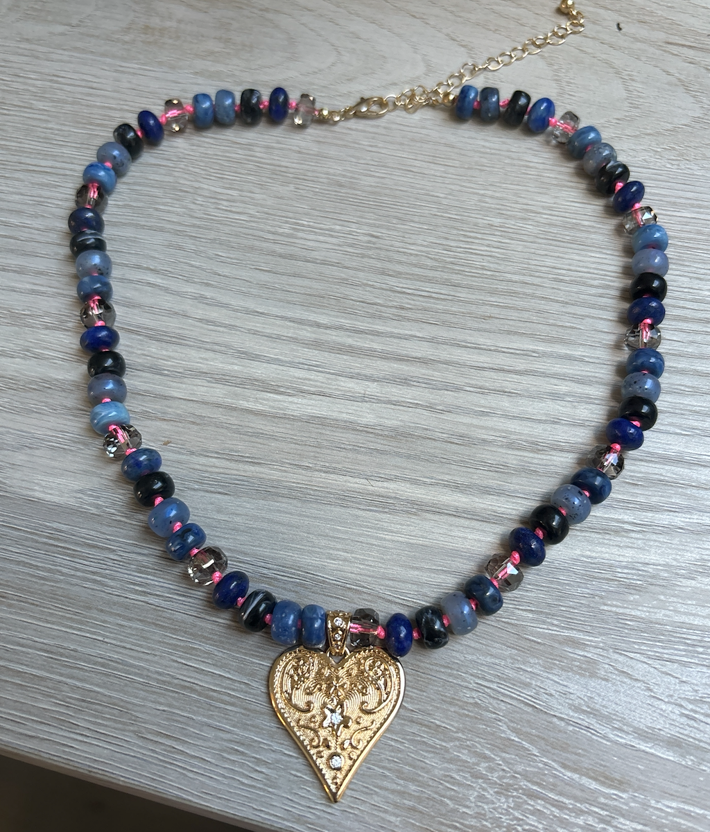 Blue Stone Heart Pendant