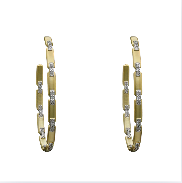 Hoop earrings with rectangles & starbursts