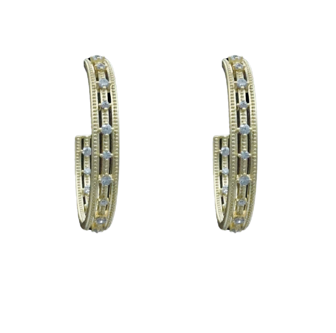 Matte finish hoop earrings with CZ's