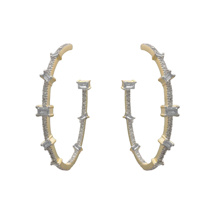 Zig Zag Pave Hoops