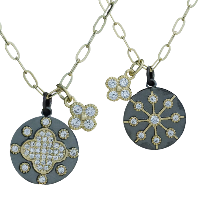 Reversible Pave Disc Pendant