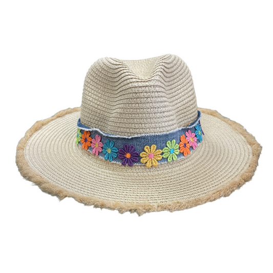 Key West Frayed Rainbow Daisy Hat