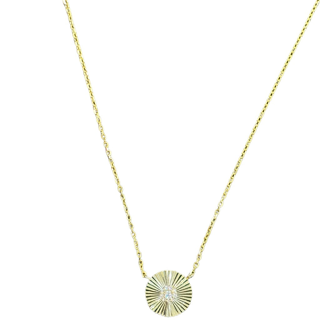 Circle Disc CZ Necklace