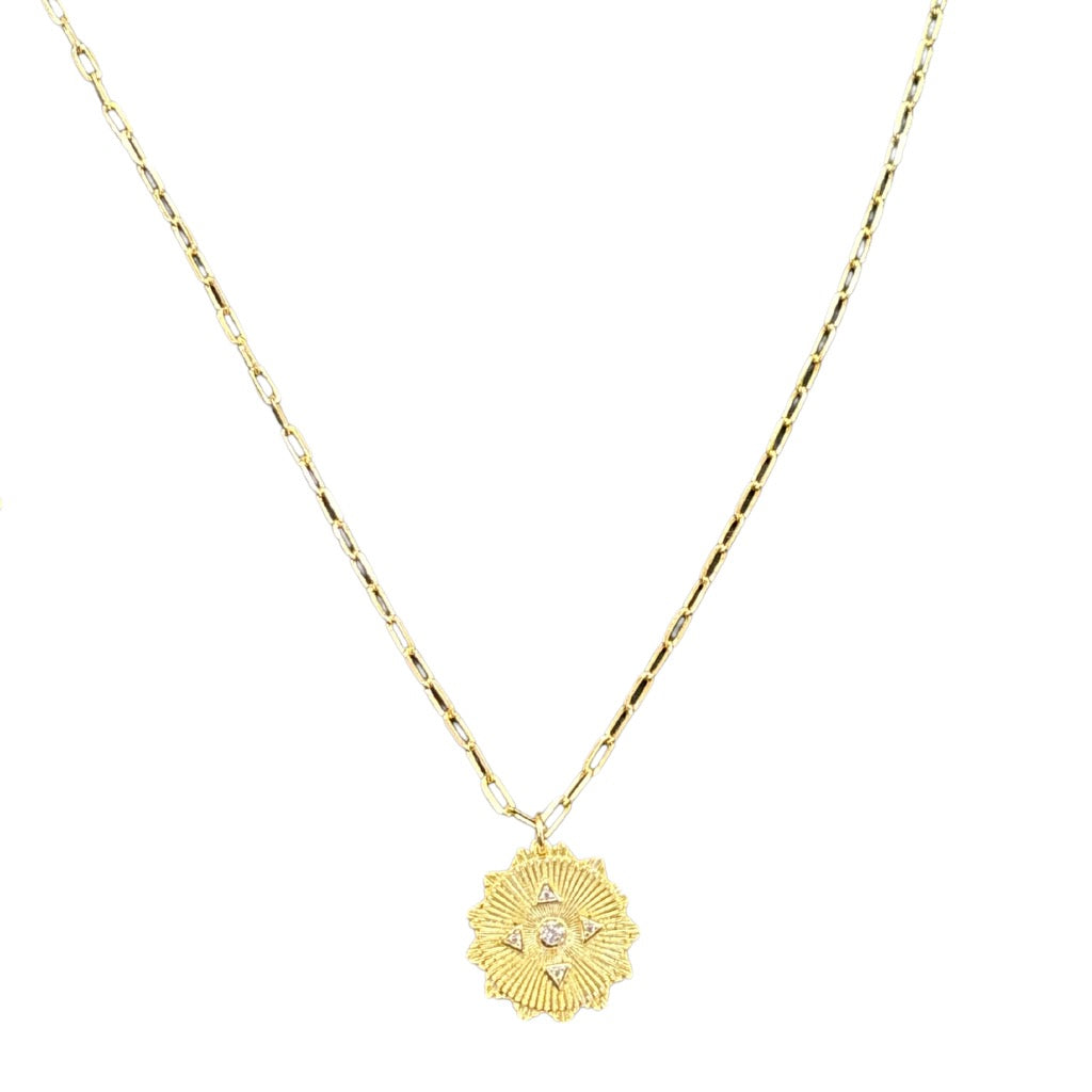 Compass Disc Gold Necklace