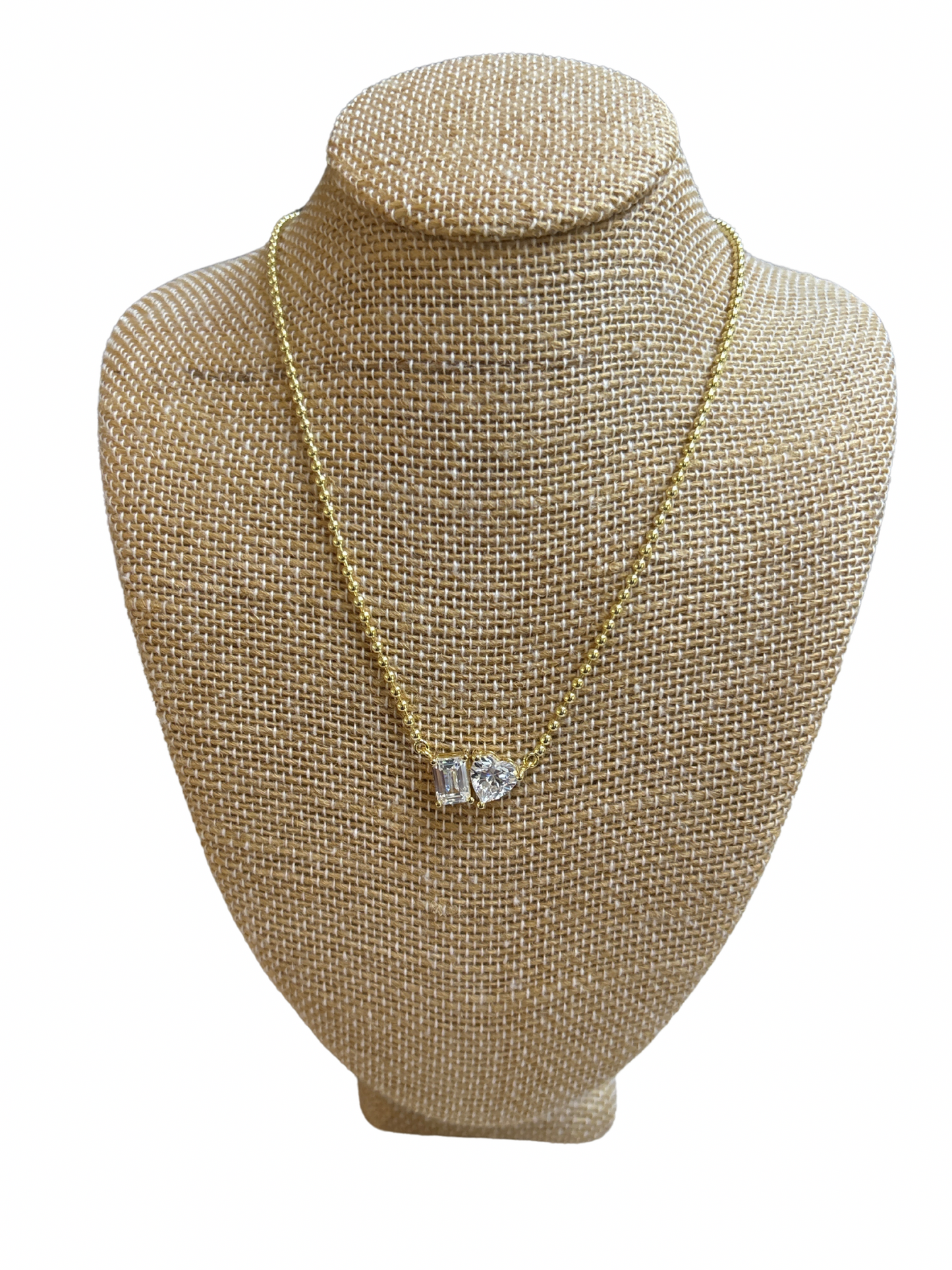 Two Stone Gold Ball Necklace