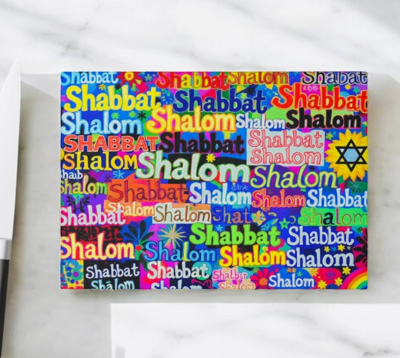 Shabbat Shalom Judaica Cutting Board Charcuterie