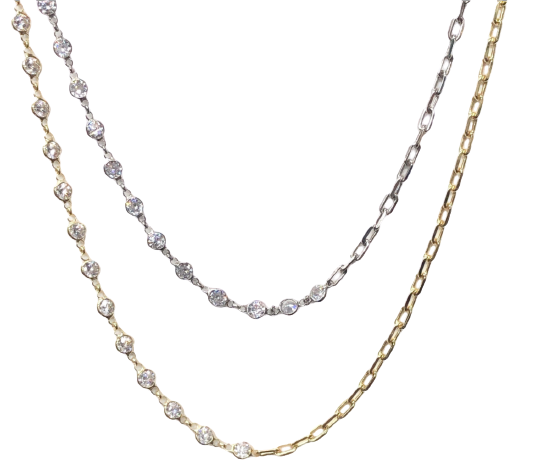 Half Link/CZ Necklace