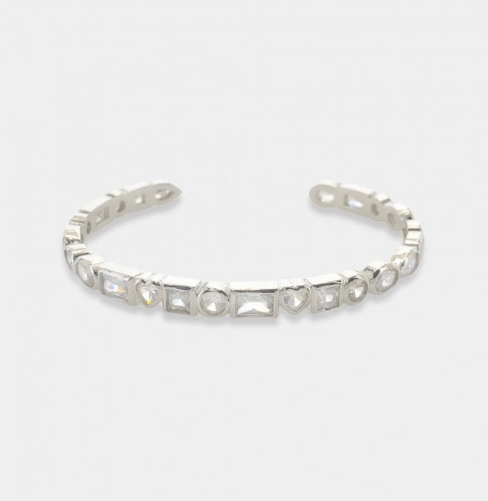 Clear CZ Studded Shapes Cuff