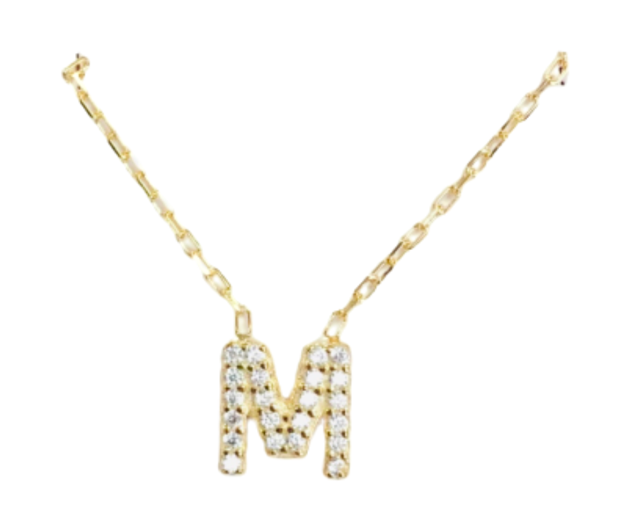 Small CZ Initial Necklace