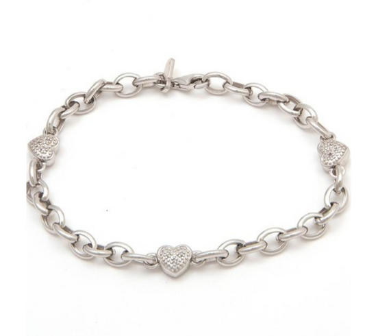 Diamond Heart Link-Bracelet