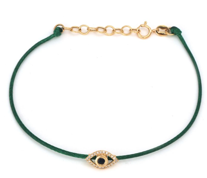 Diamond Evil Eye Cord Bracelet