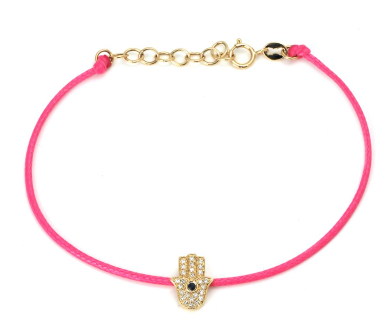 Diamond Hamsa Cord Bracelet