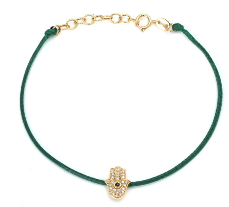 Diamond Hamsa Cord Bracelet