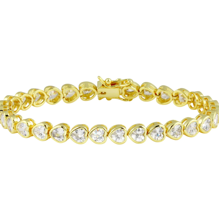 Bezel Heart Tennis Bracelet