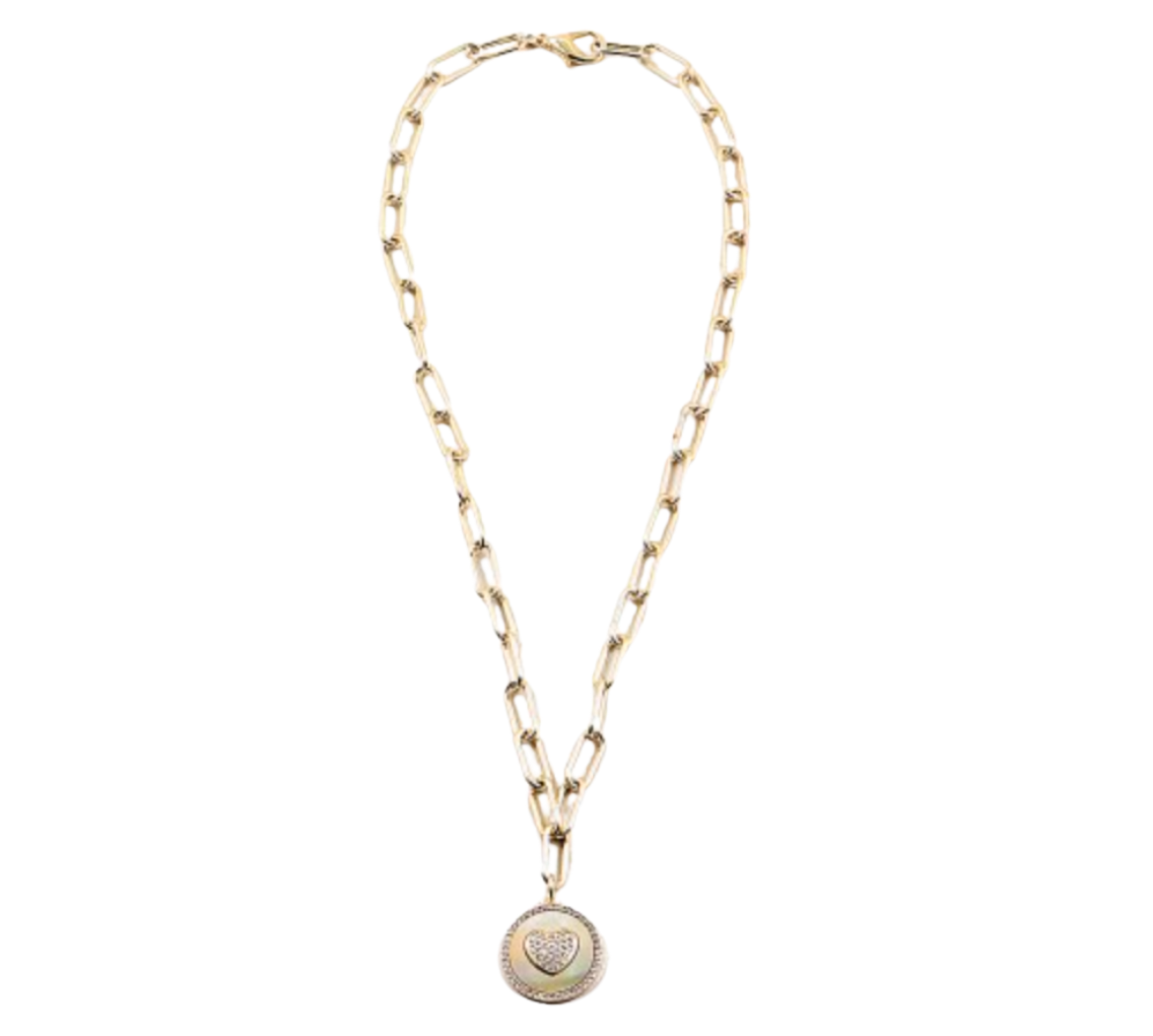 Gold Paperclip Heart Necklace