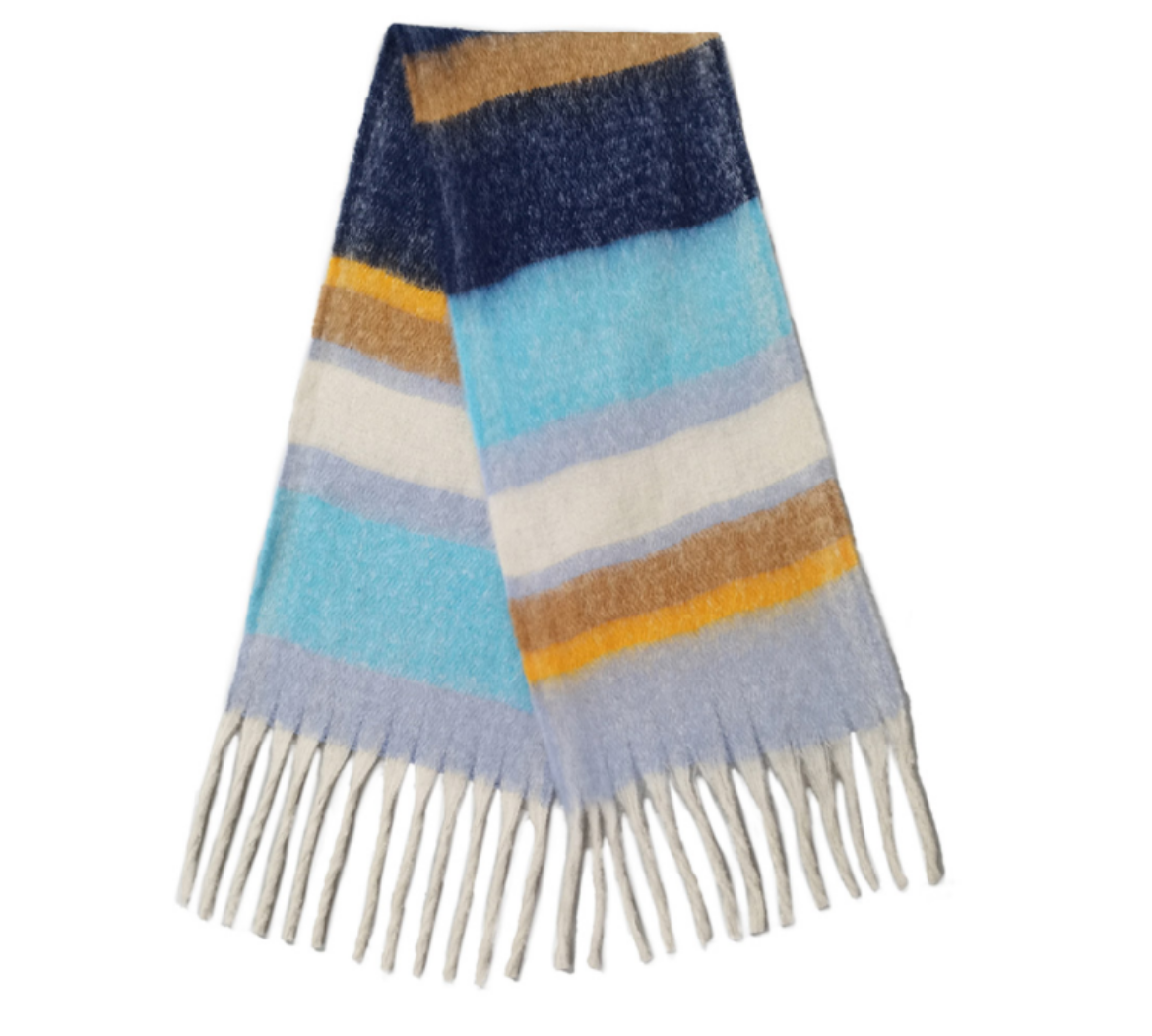 Striped Cozy Fringe Scarf