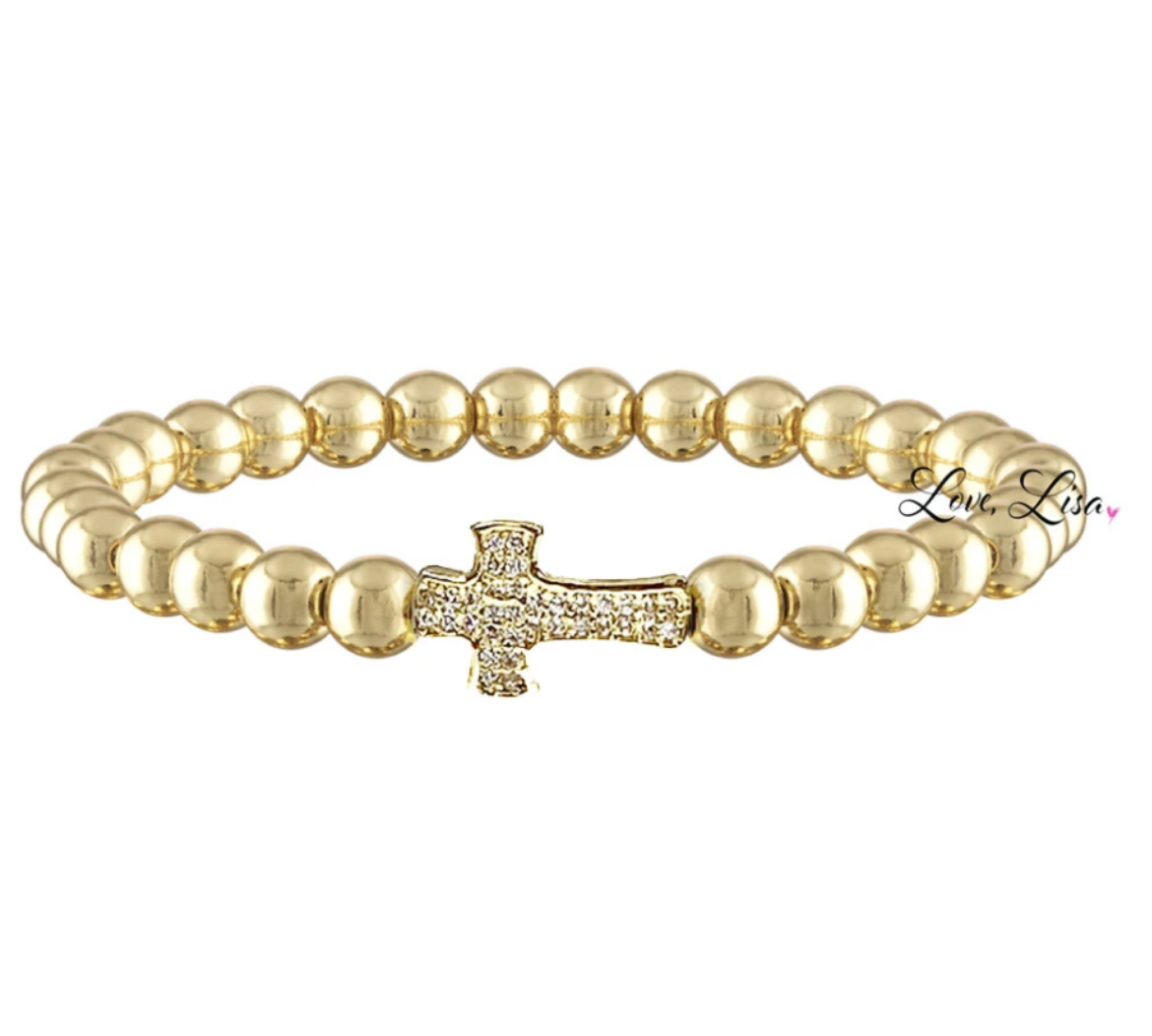 Christine Medium Beaded Cross Bracelet