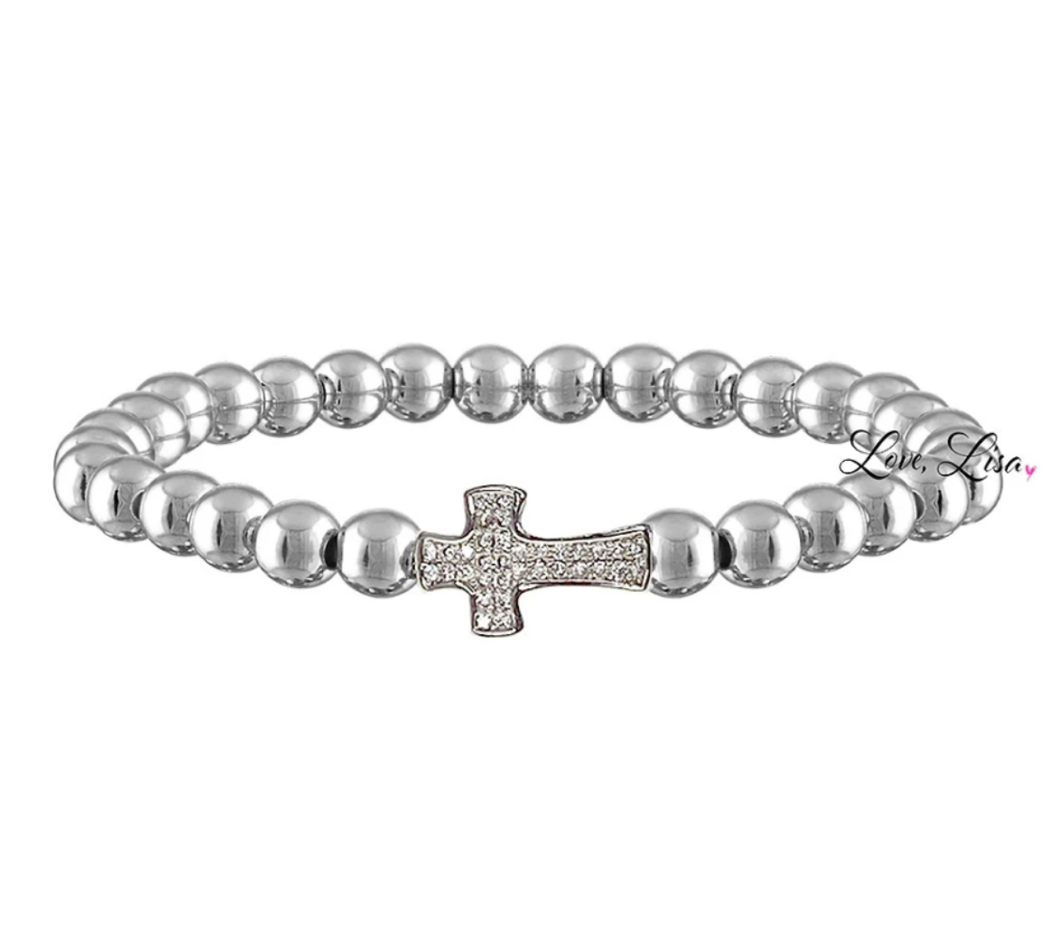 Christine Medium Beaded Cross Bracelet