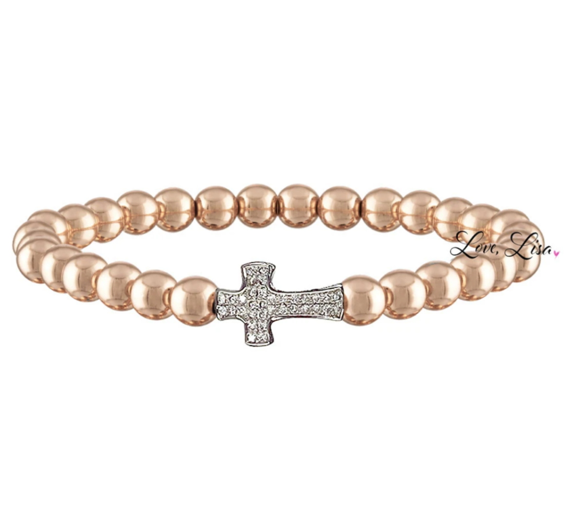 Christine Medium Beaded Cross Bracelet