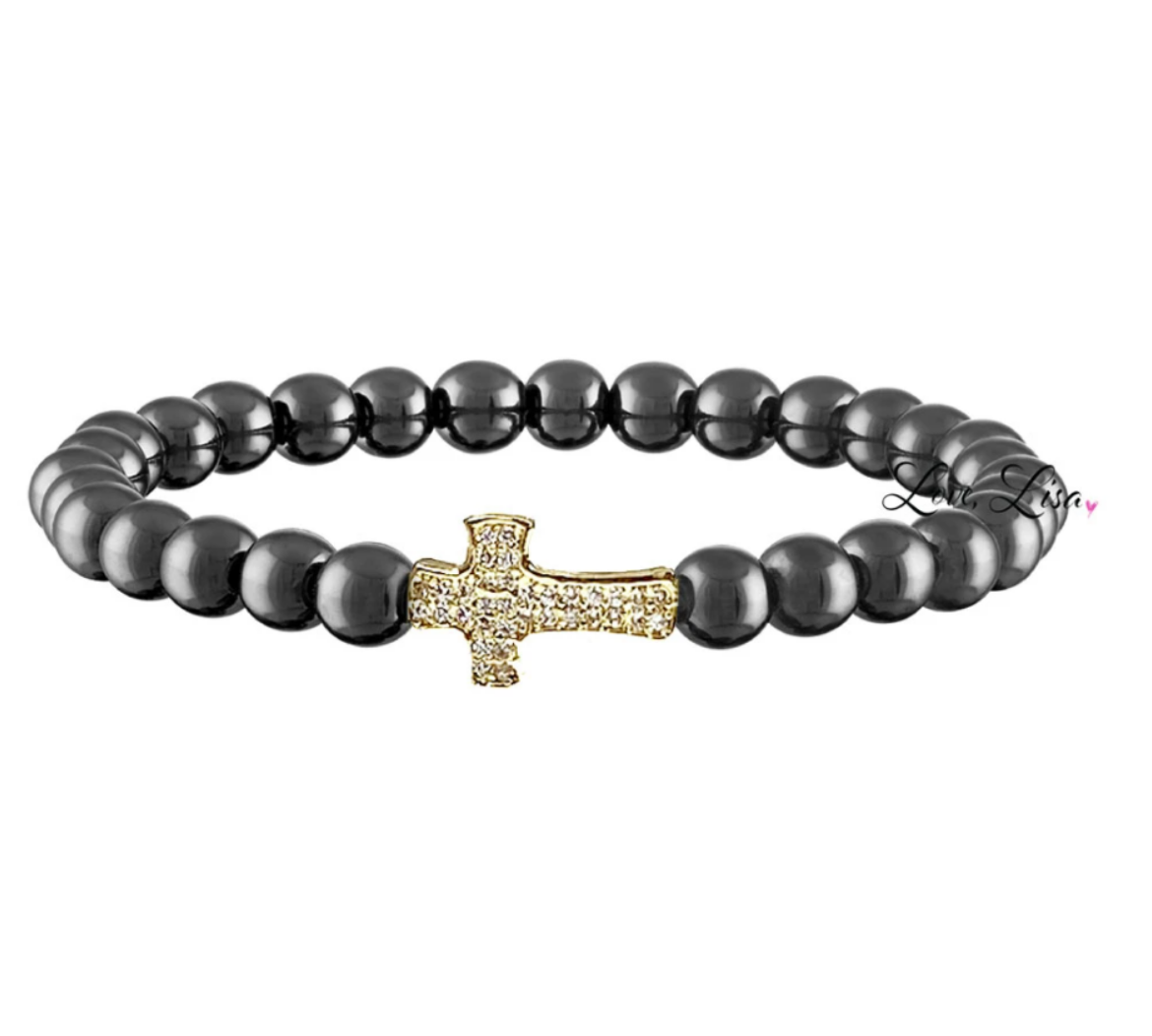 Christine Medium Beaded Cross Bracelet