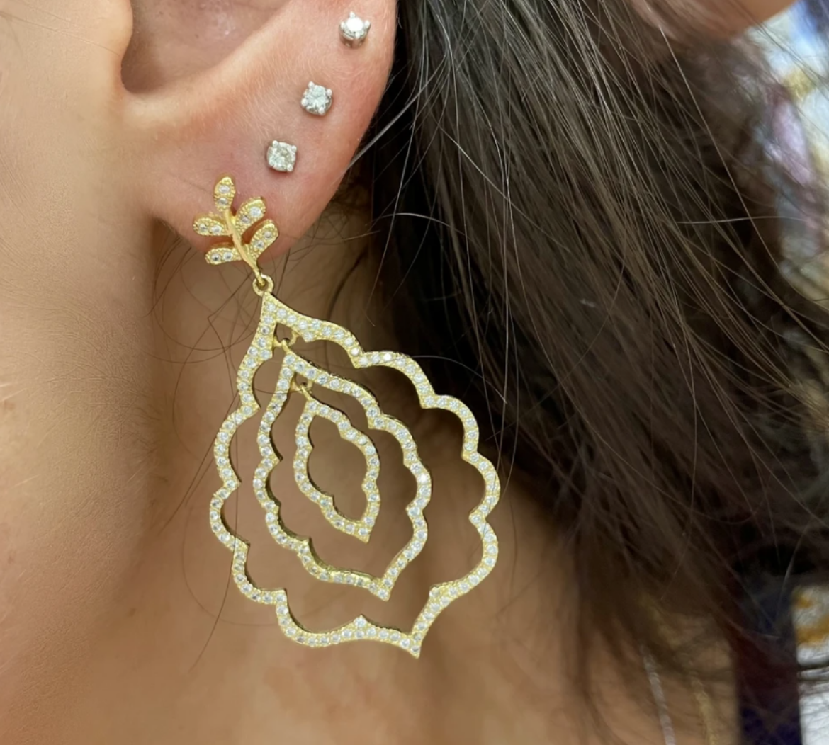 CZ Leaf Earring