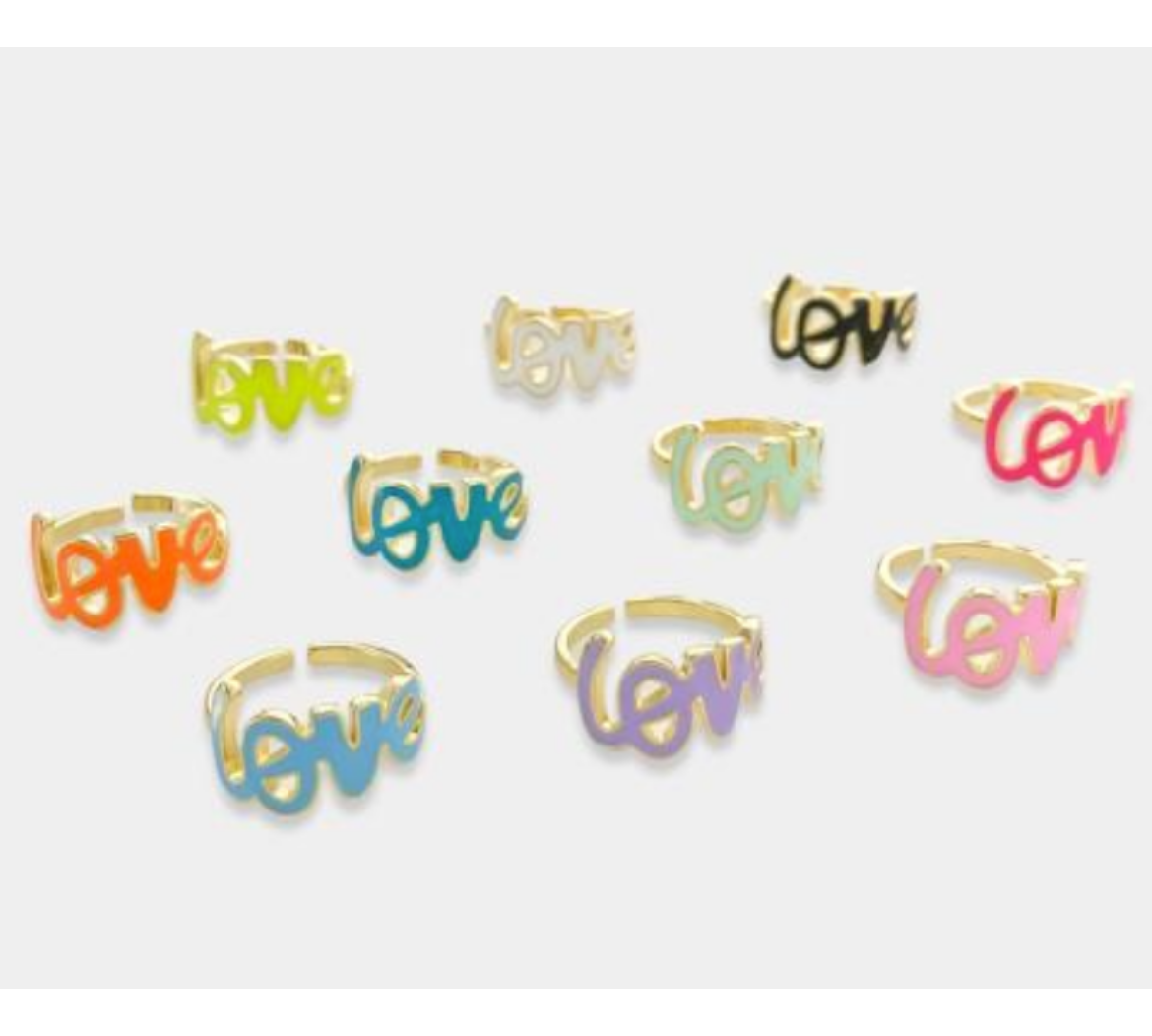 Enamel Love Gold Ring