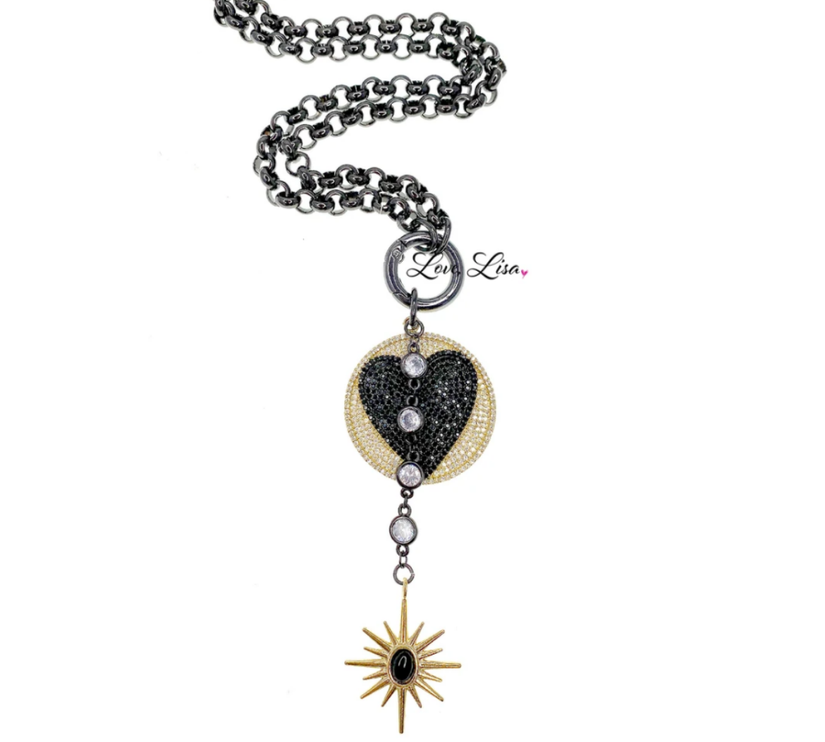 Black Diamond Heart Necklace