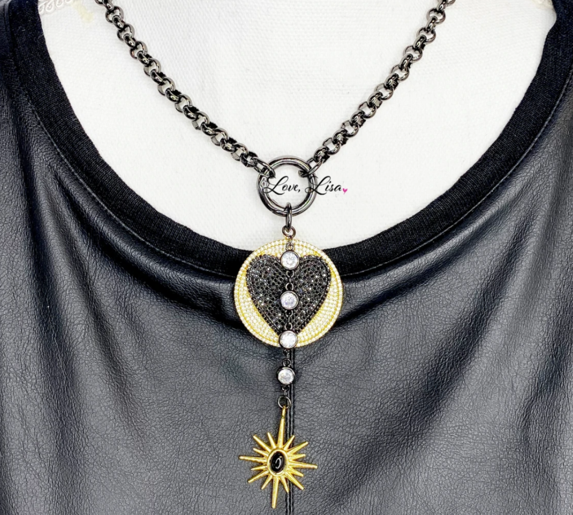 Black Diamond Heart Necklace