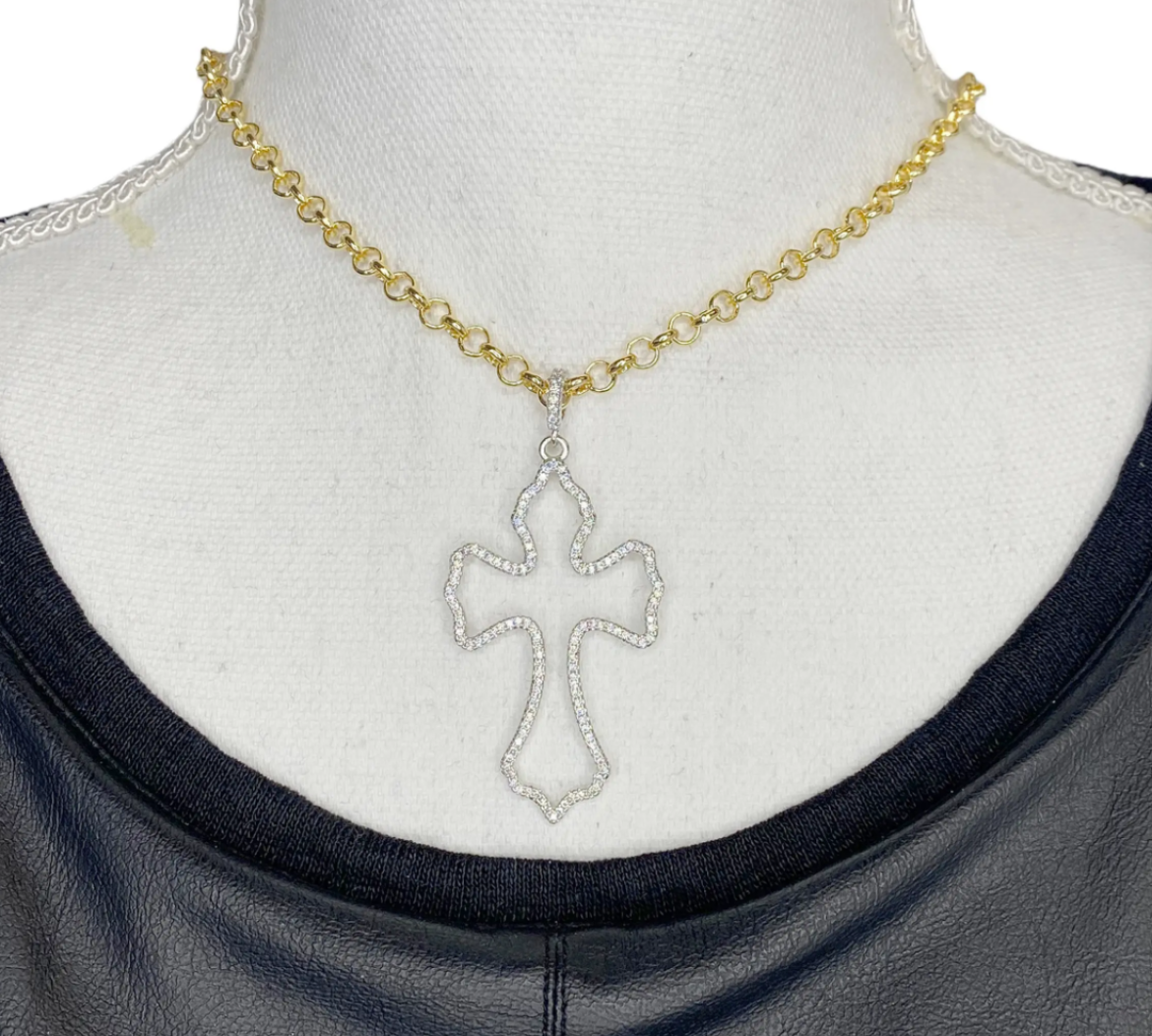 Outlined Cross Necklace
