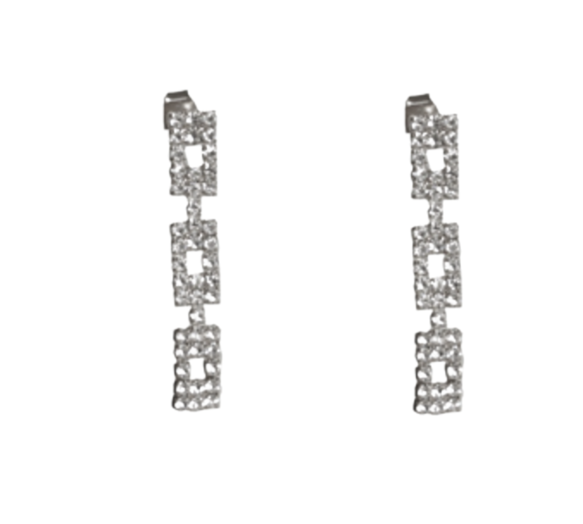 Three Tier CZ Earrings