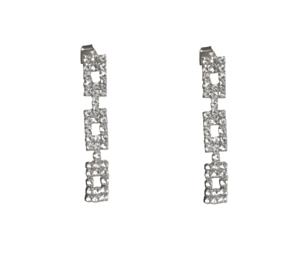 3 Tier CZ Earrings