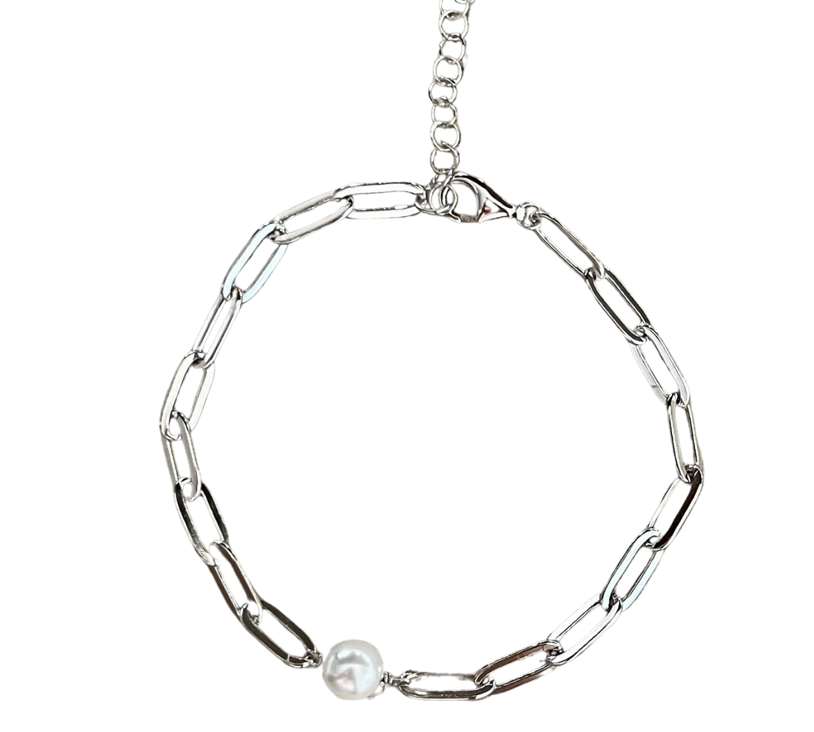 Paperclip and Pearl Bracelet
