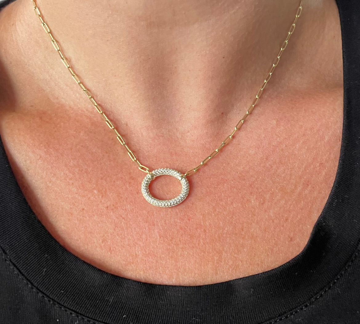 Open Circle CZ Necklace