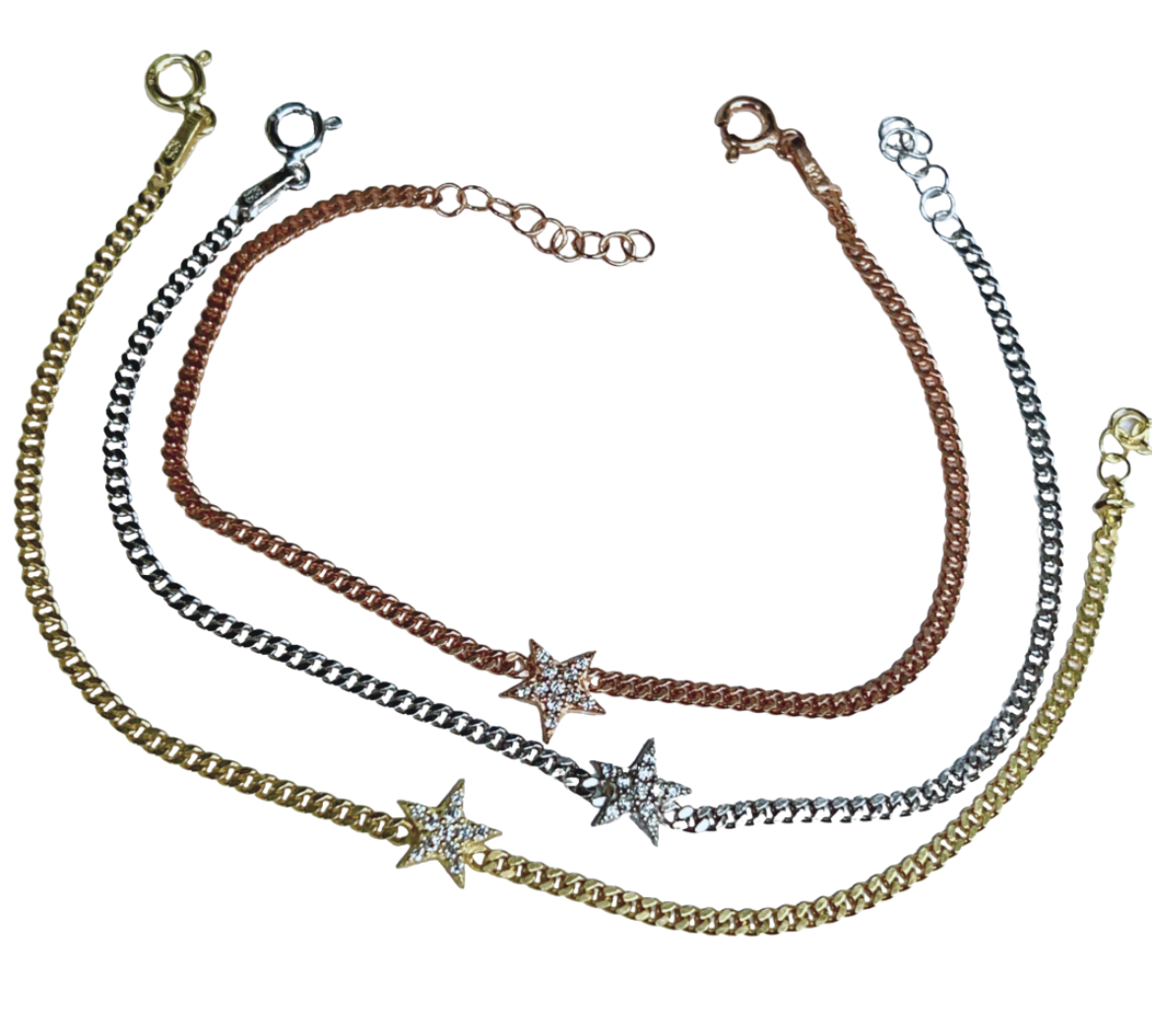 Star CZ Chain Bracelet