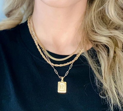 Rectangle Initial Link Necklace