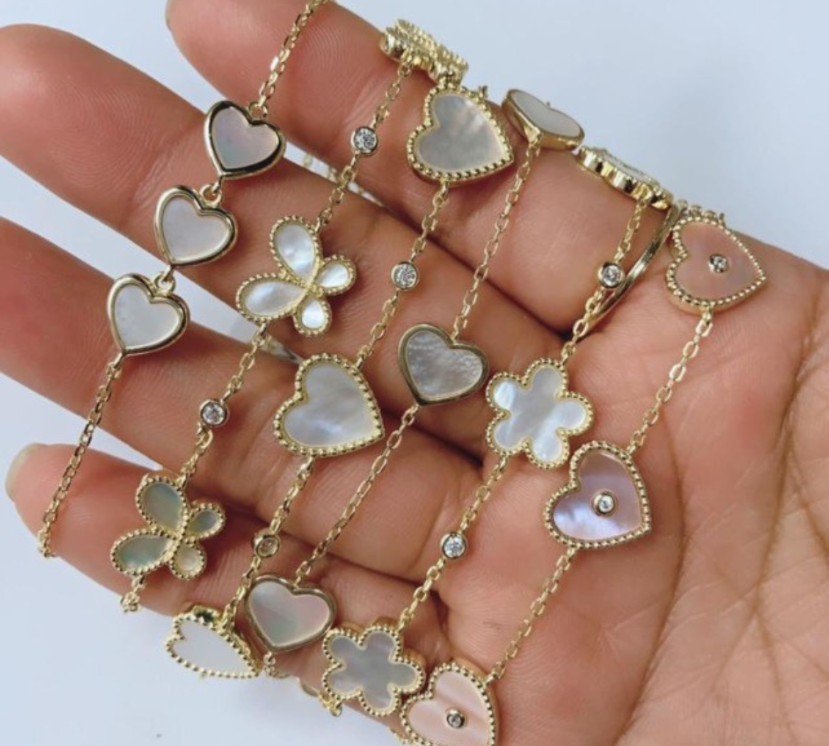 CZ Enamel Heart Dainty Bracelet