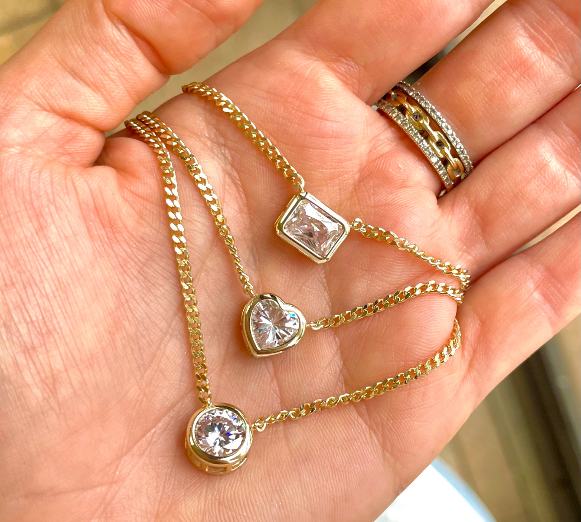 Bezel Shape Chain Necklaces