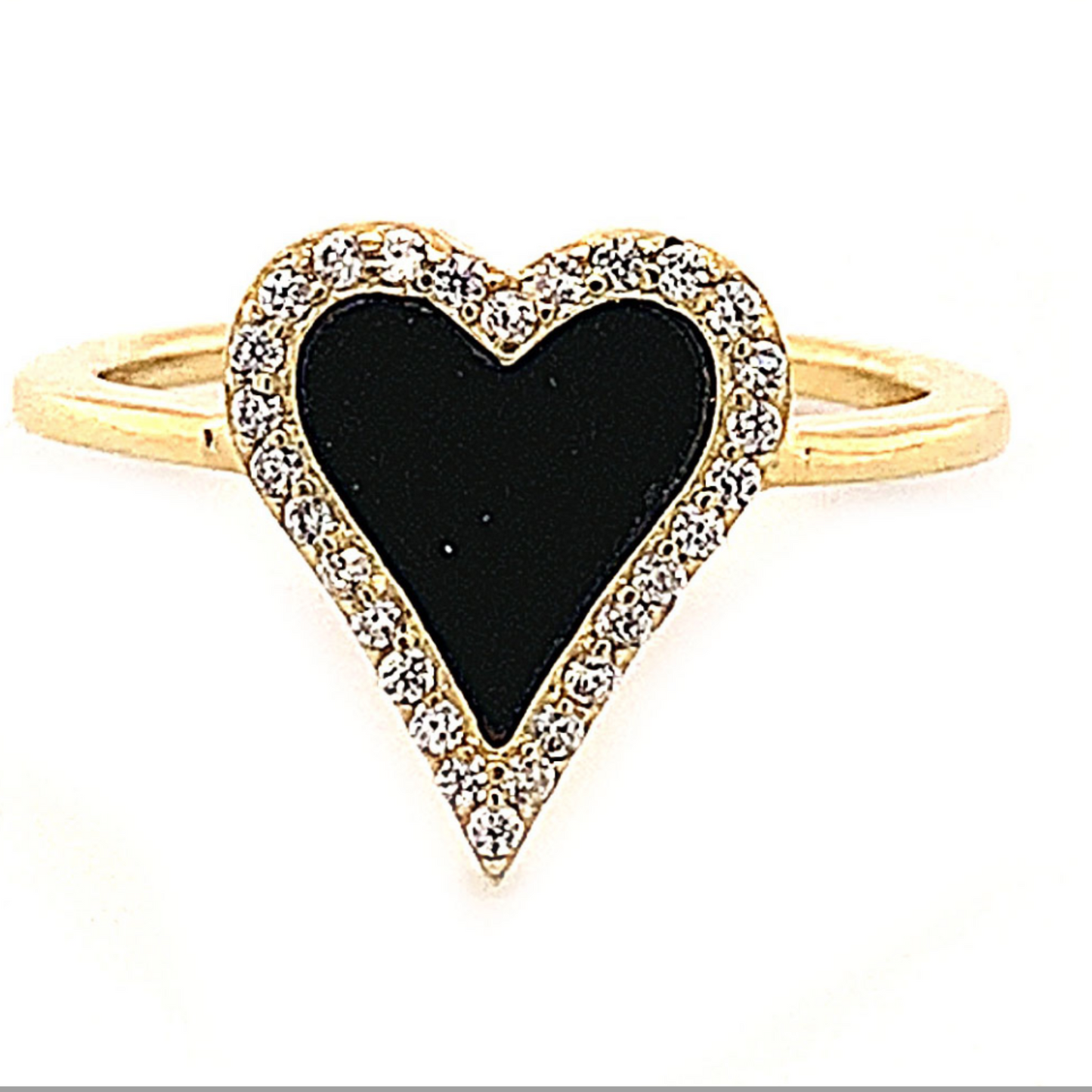 Enamel Heart CZ Ring