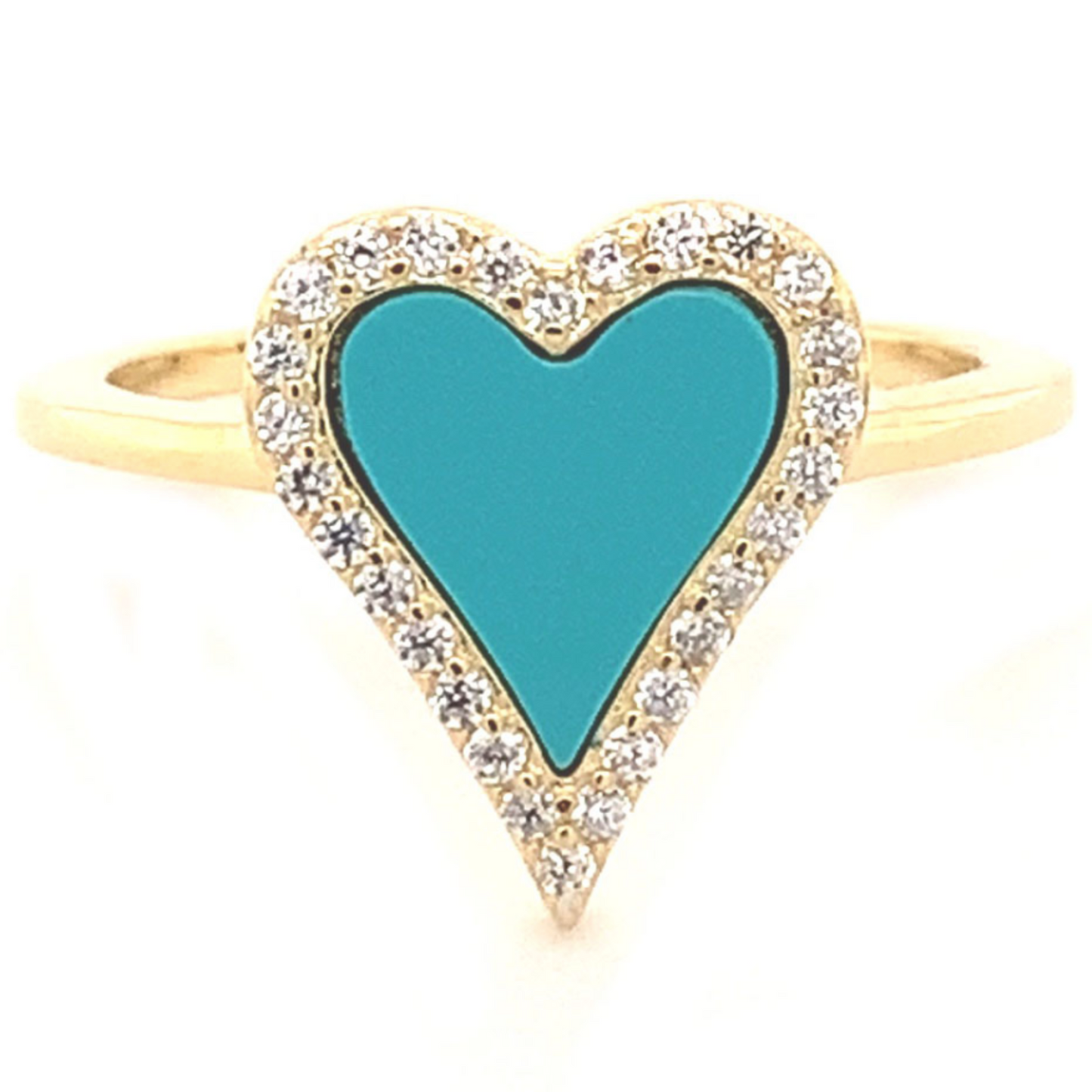 Enamel Heart CZ Ring