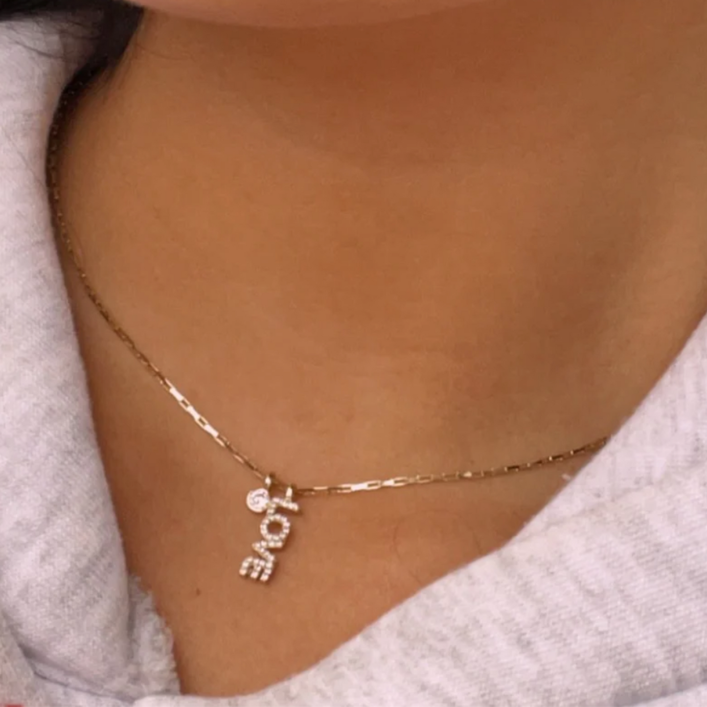 Vertical Love Necklace with Gem