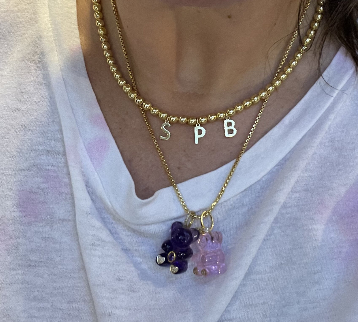 Custom Gold Beaded Initials Necklace