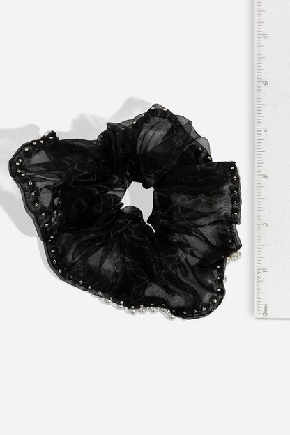 Pearl Trim Three Piece Scrunchie Set